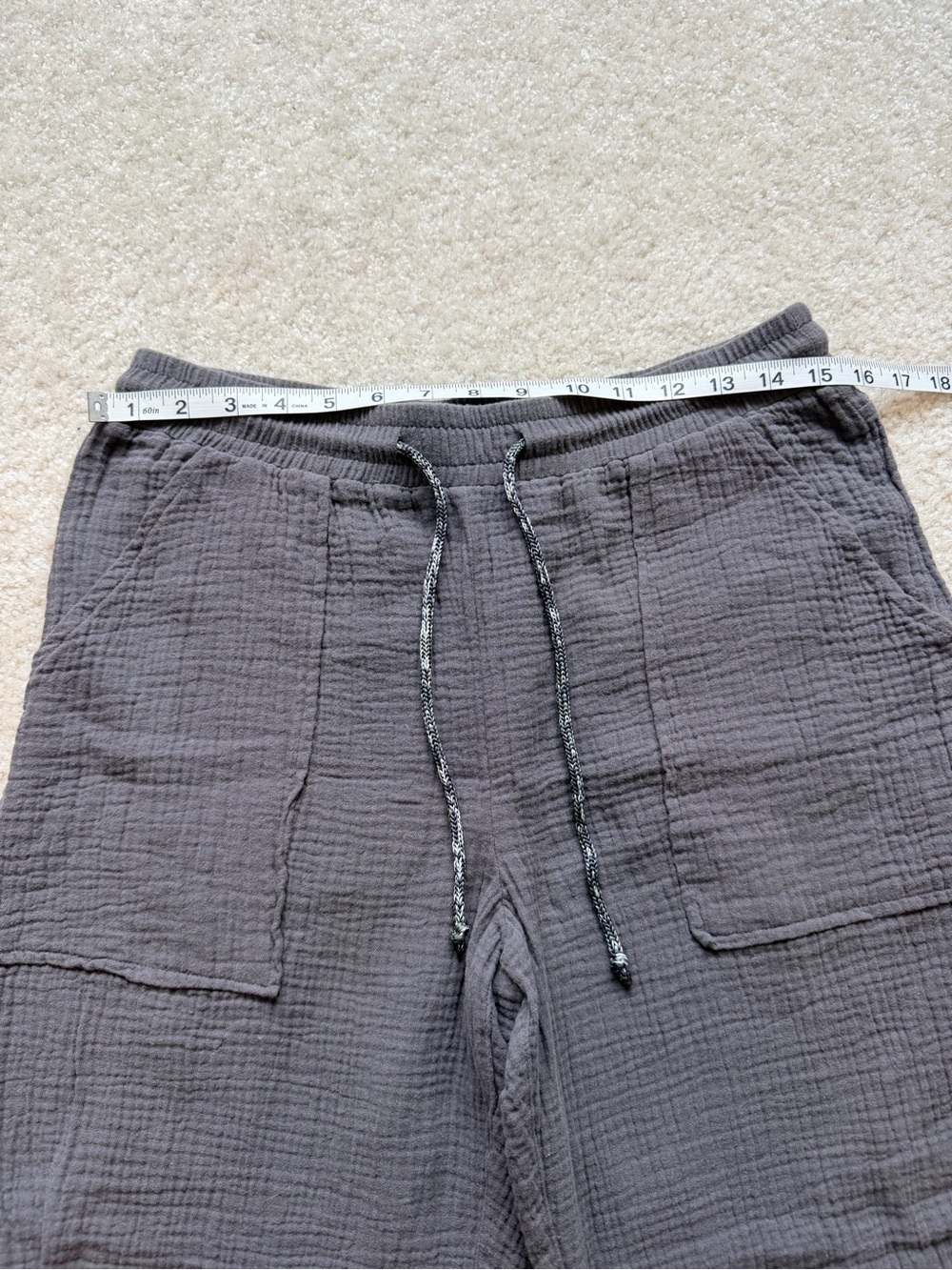 Jolt 100% Cotton Double Gauze Jogger Pants Gray Elastic Waist Cropped Size M - Picture 4 of 10